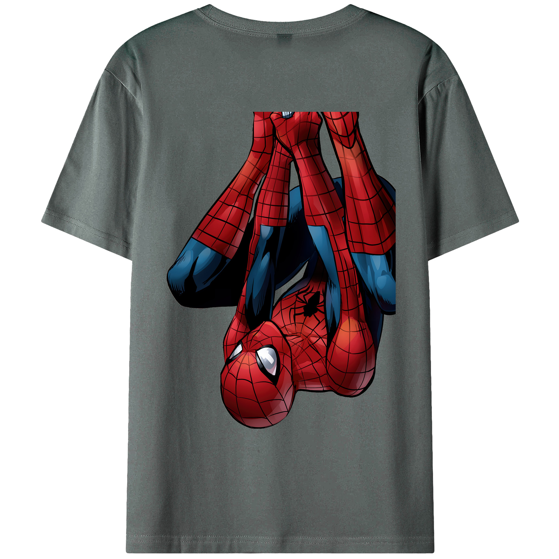 （画像用） Spider Man スパイダーマン 綿100％ メンズ半袖Tシャツ（バックプリント） 通気性